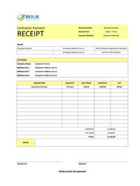 contractor payment receipt template uk