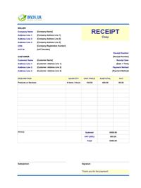 copy of receipt template uk