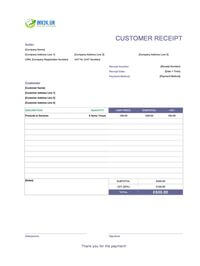 customer receipt template uk