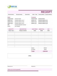 cute receipt template uk