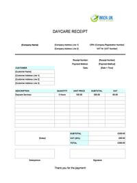 daycare receipt template uk