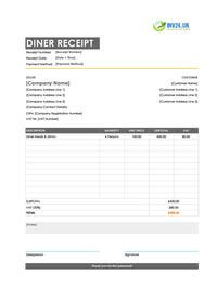diner receipt template uk