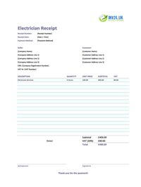 electrician receipt template uk