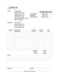 freight receipt template uk