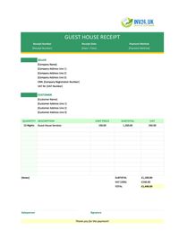 guest house receipt template uk