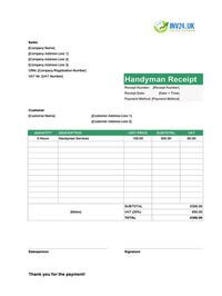 handyman receipt template uk
