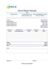 home repair receipt template uk