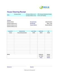 house cleaning receipt template uk