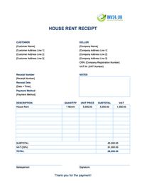 house rent receipt template uk