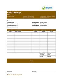hvac receipt template uk