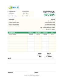 insurance receipt template uk