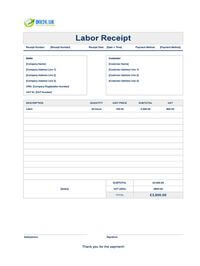 labor receipt template uk