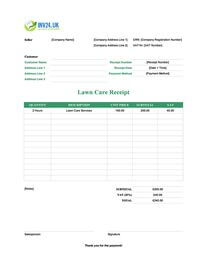 lawn care receipt template uk