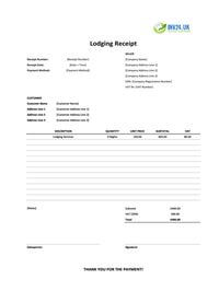 lodging receipt template uk