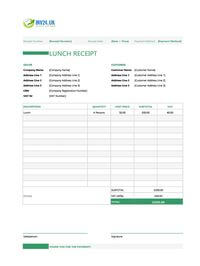lunch receipt template uk