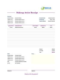 makeup artist receipt template uk