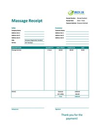massage receipt template uk