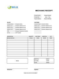 mechanic receipt template uk