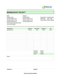 membership receipt template uk