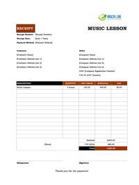 music lesson receipt template uk