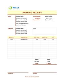 parking receipt template uk