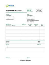 personal receipt template uk