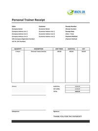 personal trainer receipt template uk