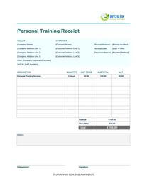 personal training receipt template uk