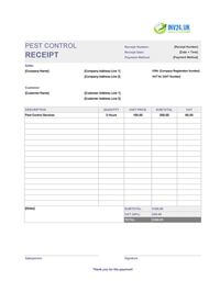 pest control receipt template uk