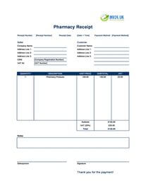 pharmacy receipt template uk