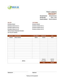 piano lessons receipt template uk