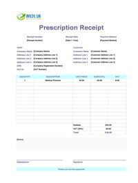 prescription receipt template uk
