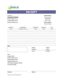 professional receipt template uk