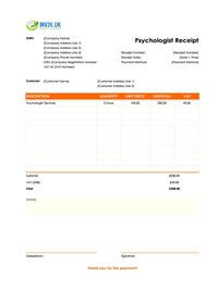 psychologist receipt template uk