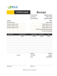 puppy sale receipt template uk