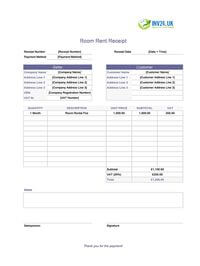 room rent receipt template uk