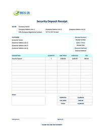 security deposit receipt template uk