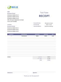 taxi fare receipt template uk