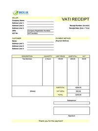 taxi receipt template uk