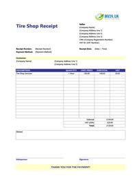 tire shop receipt template uk
