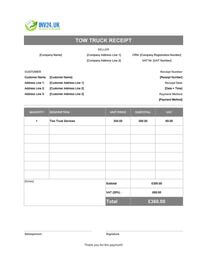 tow truck receipt template uk