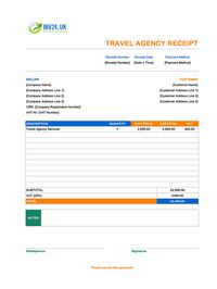 travel agency receipt template uk