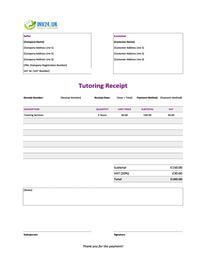 tutoring receipt template uk