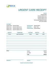 urgent care receipt template uk