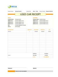 used car receipt template uk