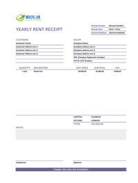 yearly rent receipt template uk
