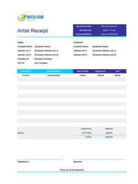 artist receipt template ireland