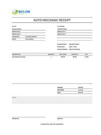 auto mechanic receipt template ireland