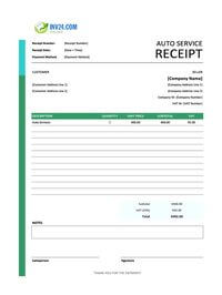 auto service receipt template ireland
