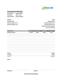automotive receipt template ireland